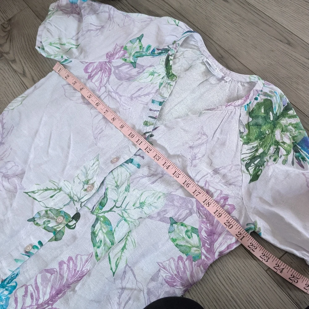 Chico's Linen‎ Button Down Floral Lightweight Shirt Dress Size 1 (Medium) - Picture 5 of 7